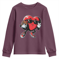Valentines Day Heart Playing Football Youth Sweatshirt Cute Gift for Sports Lovers