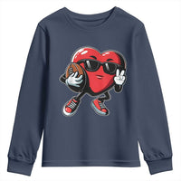 Valentines Day Heart Playing Football Youth Sweatshirt Cute Gift for Sports Lovers