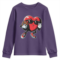 Valentines Day Heart Playing Football Youth Sweatshirt Cute Gift for Sports Lovers