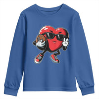 Valentines Day Heart Playing Football Youth Sweatshirt Cute Gift for Sports Lovers