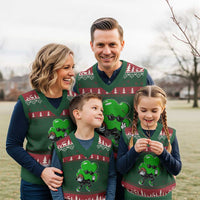 St Patricks Day Shamrock Playing Football V-Neck Knit Sweater Vest Cute Gift for Sports Lovers - Wonder Print Shop