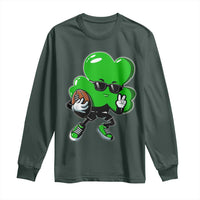 St Patricks Day Shamrock Playing Football Long Sleeve Shirt Cute Gift for Sports Lovers