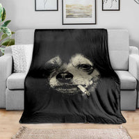 Funny Chihuahua Smoking Cegarette Meme Throw Blanket Gritty Ironic Dog Graphic for Dark Humor Lovers