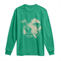 Funny Chihuahua Smoking Cegarette Meme Long Sleeve Shirt Gritty Ironic Dog Graphic for Dark Humor Lovers