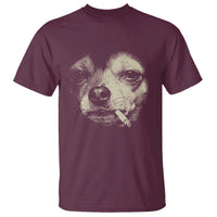 Funny Chihuahua Smoking Cegarette Meme T Shirt Gritty Ironic Dog Graphic for Dark Humor Lovers