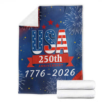 USA 250th Anniversary 1776 2026 Fireworks Throw Blanket Red White Blue 250 Years of Freedom Celebration