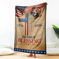 God Family Country 250 Years of Blessing Vintage Throw Blanket 1776 2026 Patriotic Faith and Freedom