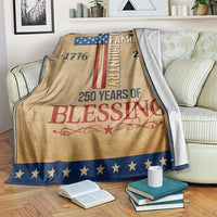 God Family Country 250 Years of Blessing Vintage Throw Blanket 1776 2026 Patriotic Faith and Freedom