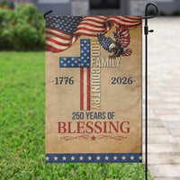 God Family Country 250 Years of Blessing Vintage Garden Flag 1776 2026 Patriotic Faith and Freedom