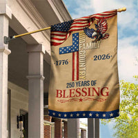 God Family Country 250 Years of Blessing Vintage Garden Flag 1776 2026 Patriotic Faith and Freedom