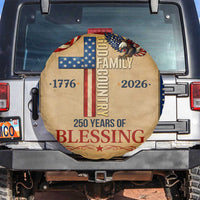 God Family Country 250 Years of Blessing Vintage Spare Tire Cover 1776 2026 Patriotic Faith and Freedom
