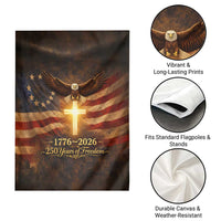 1776-2026 US 250 Years of Freedom Garden Flag Patriotic Betsy Ross Flag Cross Bald Eagle Semiquincentennial Gift