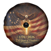 1776-2026 US 250 Years of Freedom Spare Tire Cover Patriotic Betsy Ross Flag Cross Bald Eagle Semiquincentennial Gift