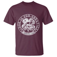 Lucky Is For Heretics Skull Shamrock T Shirt Proverbs 16:33 Christian St Patricks Day Statement