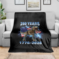 Funny Patriotic Dino Rex 250 Years 1776 2026 Throw Blanket Dinosaur USA Flag America 250th Anniversary Celebration
