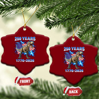 Funny Patriotic Dino Rex 250 Years 1776 2026 Ceramic Ornament Dinosaur USA Flag America 250th Anniversary Celebration