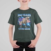 Funny Patriotic Dino Rex 250 Years 1776 2026 T Shirt For Kid Dinosaur USA Flag America 250th Anniversary Celebration