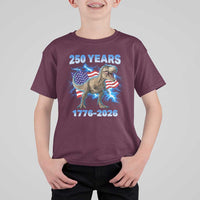 Funny Patriotic Dino Rex 250 Years 1776 2026 T Shirt For Kid Dinosaur USA Flag America 250th Anniversary Celebration