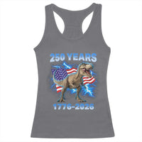 Funny Patriotic Dino Rex 250 Years 1776 2026 Racerback Tank Top Dinosaur USA Flag America 250th Anniversary Celebration