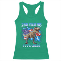 Funny Patriotic Dino Rex 250 Years 1776 2026 Racerback Tank Top Dinosaur USA Flag America 250th Anniversary Celebration