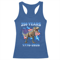 Funny Patriotic Dino Rex 250 Years 1776 2026 Racerback Tank Top Dinosaur USA Flag America 250th Anniversary Celebration