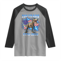 Funny Patriotic Dino Rex 250 Years 1776 2026 Raglan Shirt Dinosaur USA Flag America 250th Anniversary Celebration