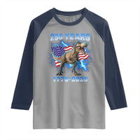 Funny Patriotic Dino Rex 250 Years 1776 2026 Raglan Shirt Dinosaur USA Flag America 250th Anniversary Celebration