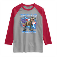 Funny Patriotic Dino Rex 250 Years 1776 2026 Raglan Shirt Dinosaur USA Flag America 250th Anniversary Celebration