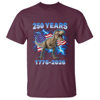 Funny Patriotic Dino Rex 250 Years 1776 2026 T Shirt Dinosaur USA Flag America 250th Anniversary Celebration
