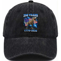 Funny Patriotic Dino Rex 250 Years 1776 2026 Washed Cotton Baseball Cap Dinosaur USA Flag America 250th Anniversary Celebration