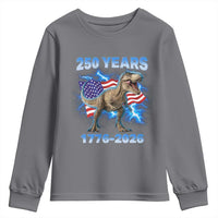 Funny Patriotic Dino Rex 250 Years 1776 2026 Youth Sweatshirt Dinosaur USA Flag America 250th Anniversary Celebration