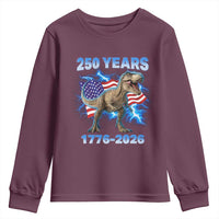 Funny Patriotic Dino Rex 250 Years 1776 2026 Youth Sweatshirt Dinosaur USA Flag America 250th Anniversary Celebration