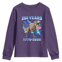 Funny Patriotic Dino Rex 250 Years 1776 2026 Youth Sweatshirt Dinosaur USA Flag America 250th Anniversary Celebration