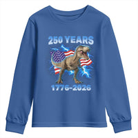 Funny Patriotic Dino Rex 250 Years 1776 2026 Youth Sweatshirt Dinosaur USA Flag America 250th Anniversary Celebration