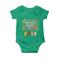 The Only Thing More Powerful Than Hate Is Love Floral Diversity Baby Onesie LOVE Hand Sign Language Bunny Inspirational Quote