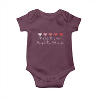 The Only Thing More Powerful Than Hate Is Love Baby Onesie Red Hearts Elegant Bunny Inspirational Quote