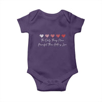 The Only Thing More Powerful Than Hate Is Love Baby Onesie Red Hearts Elegant Bunny Inspirational Quote