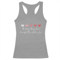 The Only Thing More Powerful Than Hate Is Love Racerback Tank Top Red Hearts Elegant Bunny Inspirational Quote