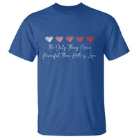 The Only Thing More Powerful Than Hate Is Love T Shirt Red Hearts Elegant Bunny Inspirational Quote