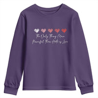 The Only Thing More Powerful Than Hate Is Love Youth Sweatshirt Red Hearts Elegant Bunny Inspirational Quote