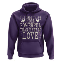 The Only Thing More Powerful Than Hate Is Love Hoodie Whimsical Heart Typography Bunny Inspirational Statement