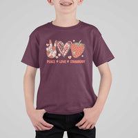 Strawberry Festival T Shirt For Kid Peace Love Strawberry Cute Fruit Lover