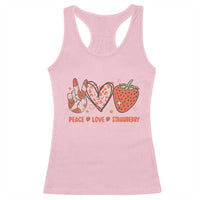 Strawberry Festival Racerback Tank Top Peace Love Strawberry Cute Fruit Lover