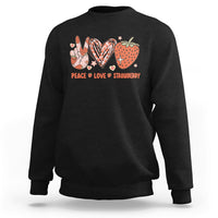 Peace Love Strawberry Cute Strawberry Festival Fruit Lover Sweatshirt, Strawberry Shirt, Spring Season Shirt Sweatshirt - Wonder Print Shop