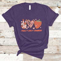 Peace Love Strawberry Cute Strawberry Festival Fruit Lover T-shirt, Strawberry Shirt, Spring Season Shirt T-Shirt - Wonder Print Shop