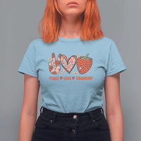 Strawberry Festival T Shirt For Women Peace Love Strawberry Cute Fruit Lover