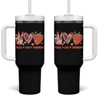 Strawberry Festival Tumbler With Handle Peace Love Strawberry Cute Fruit Lover