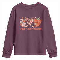 Strawberry Festival Youth Sweatshirt Peace Love Strawberry Cute Fruit Lover
