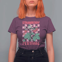 Strawberry Festival T Shirt For Women Fruit Lover Botanical Retro Groovy