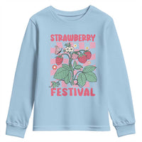 Strawberry Festival Youth Sweatshirt Fruit Lover Botanical Retro Groovy